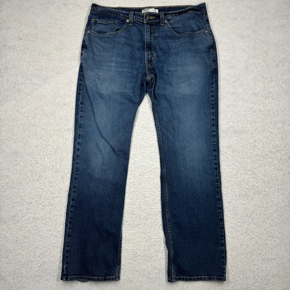 Signature Levi Strauss Straight Leg Blue Denim Jeans Men's Size 34x32 (34x30)